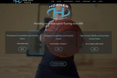 Screen Shot of Horner Sports Flooring's New Home Page